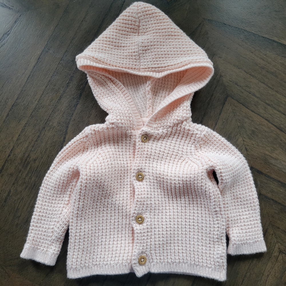 Carter's Baby Peach Knit Cotton Cozy Classic Button-Down Hooded Cardigan, 3M